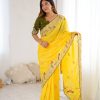 KP 3038 Yellow Soft Lichi Silk with Lace Border & Lace Work Saree . Special Price ₹1349. Delivery 4-6 Working Days. Shop now. | Sarees, Bollywood Sarees, Creative Sarees, Designer Sarees, Embroidered Sarees, Ethnic Saree, Modern Digital sarees, Party Wear Sarees
