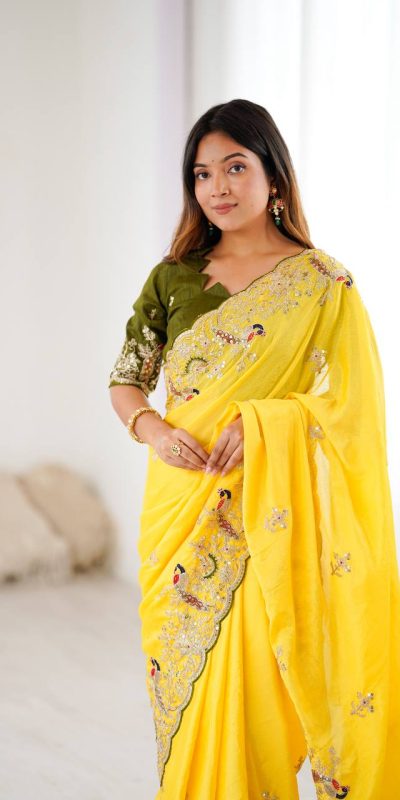 KP 3038 Yellow Soft Lichi Silk with Lace Border & Lace Work Saree . Special Price ₹1349. Delivery 4-6 Working Days. Shop now. | Sarees, Bollywood Sarees, Creative Sarees, Designer Sarees, Embroidered Sarees, Ethnic Saree, Modern Digital sarees, Party Wear Sarees