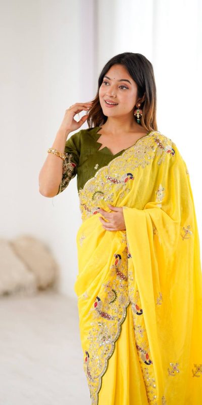 KP 3038 Yellow Soft Lichi Silk with Lace Border & Lace Work Saree . Special Price ₹1349. Delivery 4-6 Working Days. Shop now. | Sarees, Bollywood Sarees, Creative Sarees, Designer Sarees, Embroidered Sarees, Ethnic Saree, Modern Digital sarees, Party Wear Sarees