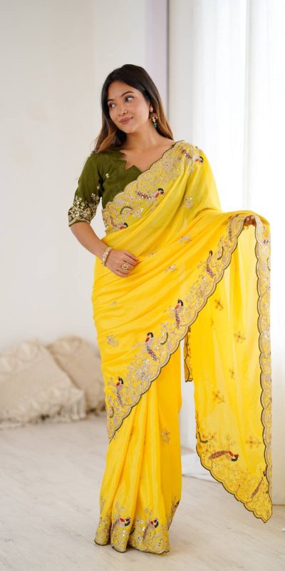 KP 3038 Yellow Soft Lichi Silk with Lace Border & Lace Work Saree . Special Price ₹1349. Delivery 4-6 Working Days. Shop now. | Sarees, Bollywood Sarees, Creative Sarees, Designer Sarees, Embroidered Sarees, Ethnic Saree, Modern Digital sarees, Party Wear Sarees