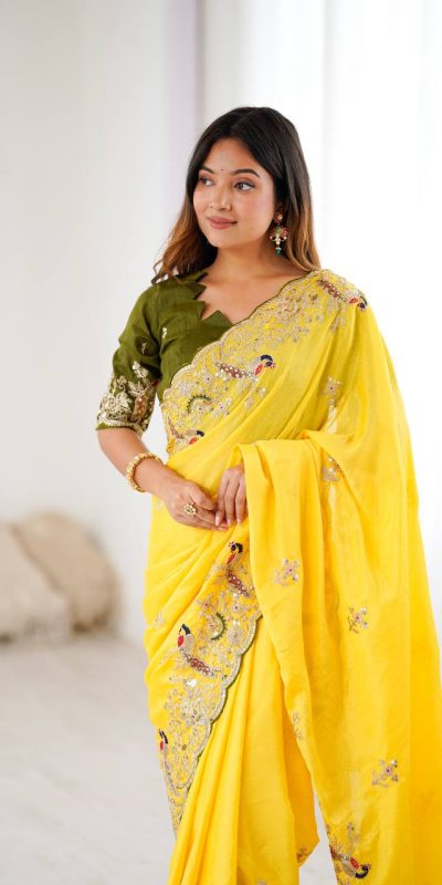 KP 3038 Yellow Soft Lichi Silk with Lace Border & Lace Work Saree . Special Price ₹1349. Delivery 4-6 Working Days. Shop now. | Sarees, Bollywood Sarees, Creative Sarees, Designer Sarees, Embroidered Sarees, Ethnic Saree, Modern Digital sarees, Party Wear Sarees
