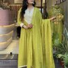 Yellow Cotton Silk Mirror Work Salwar Suit