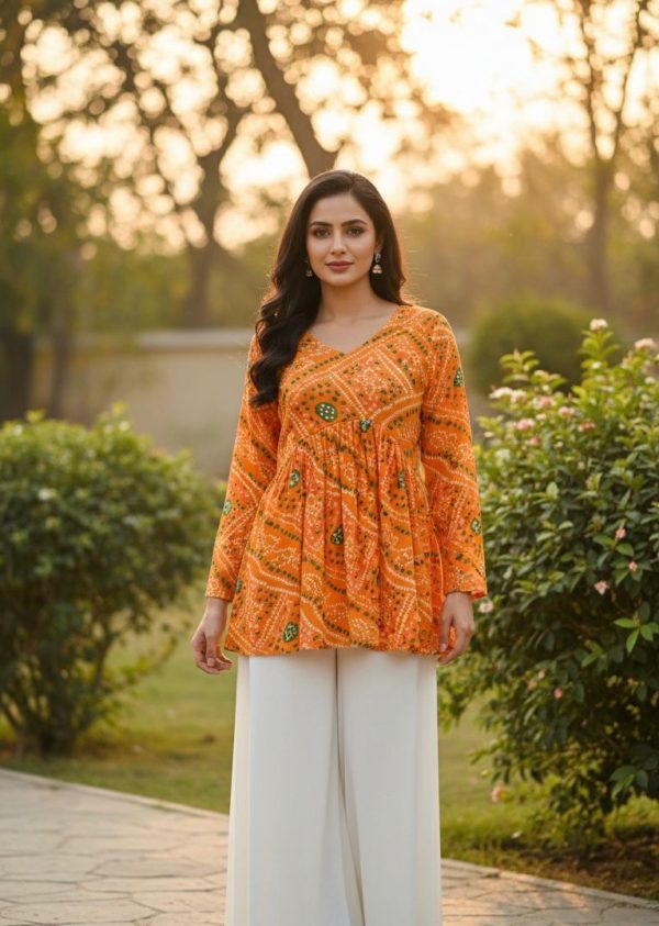 INLI Bandhej Yellow Color Pure Georgette Kurti with Designer Work. Best Price ₹1349. Delivery 4-6 Working Days. Shop now. | Kurti, Bollywood Kurti, Creative Kurtis, Designer Kurti, Party Wear Kurti, Selfie Kurti