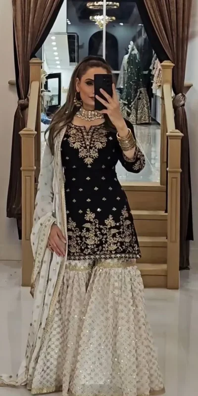 VLM 264 Black in Fox Georgette Embroidery Work & Lace Work Salwar Suit . Best Price ₹2399. Delivery 4-6 Working Days. Shop now. | Jump Suits, Tops & Bottoms, Track Suits, Trendy Wear, Salwar suit, Designer Suits, Casual Suits, Creative suits, Palazzo Suits, Party Wear Suits, Patiala Suits, Straight Suits