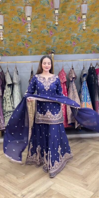 LG 2029 Blue Chinon Salwar Suit with Embroidery Work. Wedding, Party, Festive, Events, Special Price ₹2399. Delivery 4-6 Working Days. Shop now. | Jump Suits, Tops & Bottoms, Track Suits, Trendy Wear, Salwar suit, Designer Suits, Casual Suits, Creative suits, Palazzo Suits, Party Wear Suits, Patiala Suits, Straight Suits