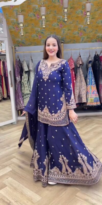 LG 2029 Blue Chinon Salwar Suit with Embroidery Work. Wedding, Party, Festive, Events, Special Price ₹2399. Delivery 4-6 Working Days. Shop now. | Jump Suits, Tops & Bottoms, Track Suits, Trendy Wear, Salwar suit, Designer Suits, Casual Suits, Creative suits, Palazzo Suits, Party Wear Suits, Patiala Suits, Straight Suits