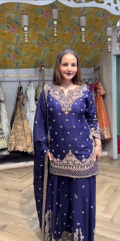 LG 2029 Blue Chinon Salwar Suit with Embroidery Work. Wedding, Party, Festive, Events, Special Price ₹2399. Delivery 4-6 Working Days. Shop now. | Jump Suits, Tops & Bottoms, Track Suits, Trendy Wear, Salwar suit, Designer Suits, Casual Suits, Creative suits, Palazzo Suits, Party Wear Suits, Patiala Suits, Straight Suits