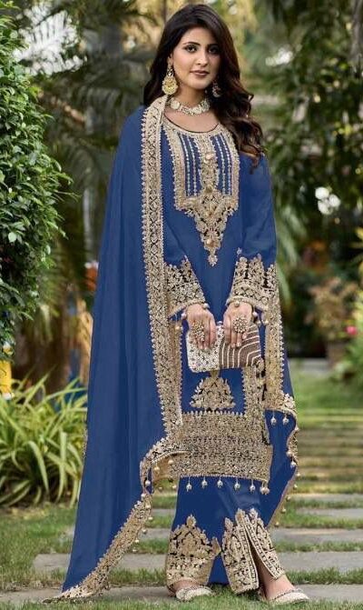 KF 1628 Blue Faux Georgette Salwar Suit Perfect for Wedding, Party, Raksha Bandhan, Baisakhi, Sangeet – . Affordable Price ₹2399. Delivery 4-6 Working | Jump Suits, Tops & Bottoms, Track Suits, Trendy Wear, Salwar suit, Designer Suits, Casual Suits, Creative suits, Palazzo Suits, Party Wear Suits, Patiala Suits, Straight Suits