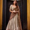 Cream Dupion Silk Lace Zari Work Lehenga Choli