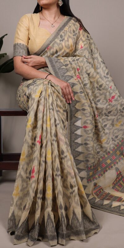 YNF 7414 Cream Poly Cotton Saree Thread Weaving Work Designer Work. Get it for ₹1549. Delivery 4-6 Working Days. Shop now. | Sarees, Bollywood Sarees, Creative Sarees, Designer Sarees, Embroidered Sarees, Ethnic Saree, Modern Digital sarees, Party Wear Sarees