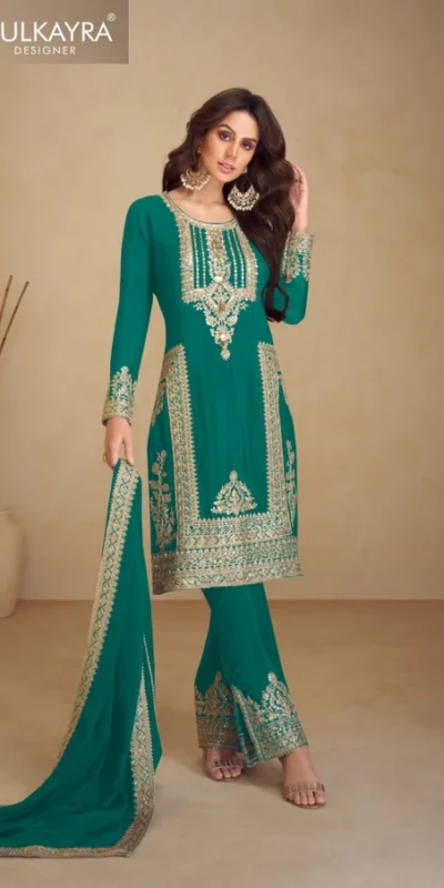 FC GULKAYRA 7473 Green Chinon Salwar Suit Perfect for Wedding, Party, Durga Puja, Eid, Sangeet – . Grab it for ₹3199. Delivery 4-6 Working Days. | Jump Suits, Tops & Bottoms, Track Suits, Trendy Wear, Salwar suit, Designer Suits, Casual Suits, Creative suits, Palazzo Suits, Party Wear Suits, Patiala Suits, Straight Suits