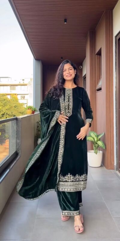 LG 2023 Green Velvet Salwar Suit with Embroidery Work. Wedding, Party, Festive, Events Get it for ₹2029. Delivery 4-6 Working Days. Shop now. | Jump Suits, Tops & Bottoms, Track Suits, Trendy Wear, Salwar suit, Designer Suits, Casual Suits, Creative suits, Palazzo Suits, Party Wear Suits, Patiala Suits, Straight Suits