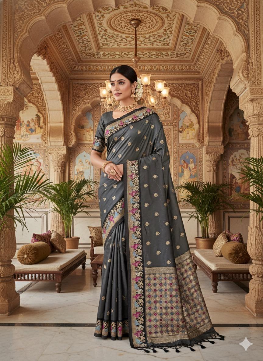 MS 545 Grey Banarasi Silk Saree with Zari Work. Wedding, Party, Festive, Events, Now at just ₹1649. Delivery 4-6 Working Days. Shop now. | Sarees, Bollywood Sarees, Creative Sarees, Designer Sarees, Embroidered Sarees, Ethnic Saree, Modern Digital sarees, Party Wear Sarees