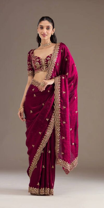 BT 434 Maroon Fandy Sattin Silk Saree with Zari Work. Wedding, Party, Festive, Events, Best Price ₹2049. Delivery 4-6 Working Days. Shop now. | Sarees, Bollywood Sarees, Creative Sarees, Designer Sarees, Embroidered Sarees, Ethnic Saree, Modern Digital sarees, Party Wear Sarees
