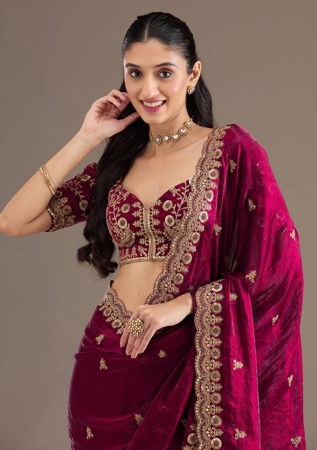 BT 434 Maroon Fandy Sattin Silk Saree with Zari Work. Wedding, Party, Festive, Events, Best Price ₹2049. Delivery 4-6 Working Days. Shop now. | Sarees, Bollywood Sarees, Creative Sarees, Designer Sarees, Embroidered Sarees, Ethnic Saree, Modern Digital sarees, Party Wear Sarees