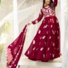 Ram 087 Maroon in Fox Georgette Embroidery Work & Thread Embroidery Gown . Special Price ₹2149. Delivery 4-6 Working Days. Shop now. | Gowns, Bollywood Gowns, Creative Gowns, Designer Gowns, Embroidered Gowns, Party Wear Gowns