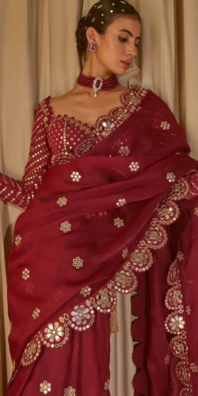 DF 3457 Maroon Color Georgette Sequence Original Mirror Work Saree Casual, Wedding, Festive, Events . Expected Delivery  4-6 Working Days @2099/- only                                                                                | Sarees, Bollywood Sarees, Creative Sarees, Designer Sarees, Embroidered Sarees, Ethnic Saree, Modern Digital sarees, Party Wear Sarees
