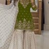 VLM 264 Mehendi in Fox Georgette Embroidery Work & Lace Work Salwar Suit . Best Price ₹2399. Delivery 4-6 Working Days. Shop now. | Jump Suits, Tops & Bottoms, Track Suits, Trendy Wear, Salwar suit, Designer Suits, Casual Suits, Creative suits, Palazzo Suits, Party Wear Suits, Patiala Suits, Straight Suits
