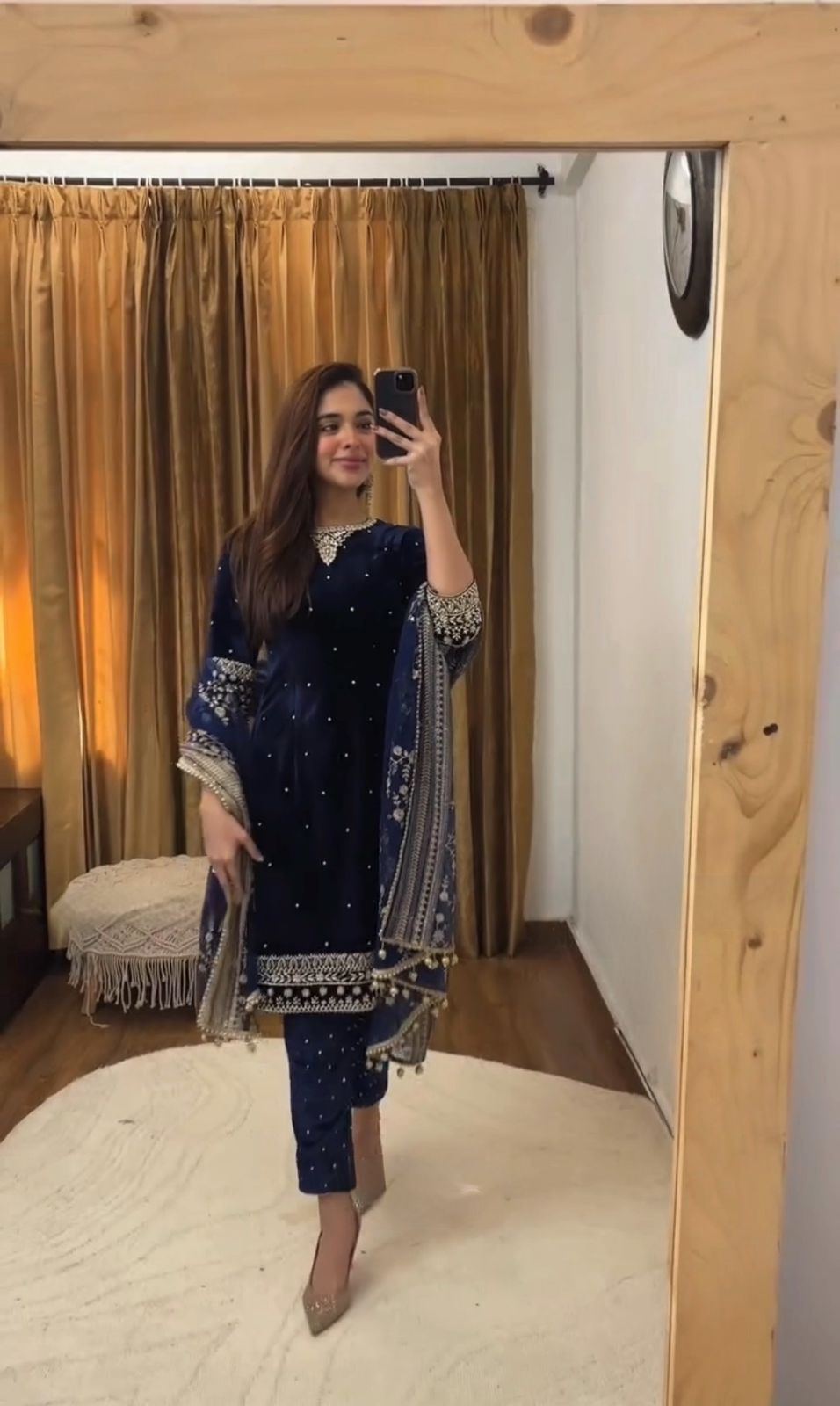 Navy Blue Butterfly Net Lace Embroidery Work Salwar Suit