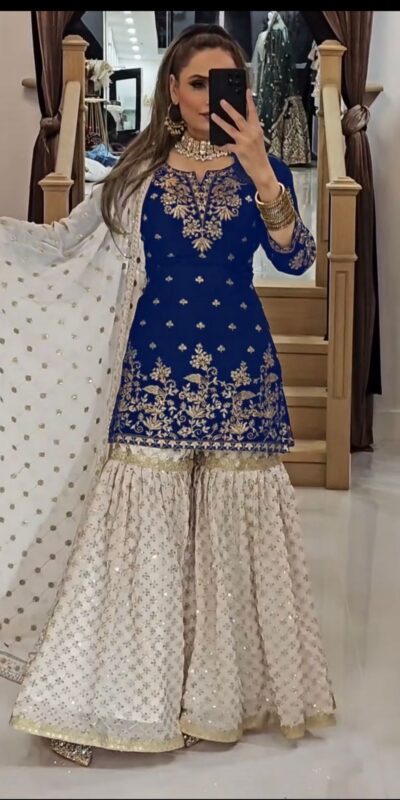 VLM 264 Navy Blue in Fox Georgette Embroidery Work & Lace Work Salwar Suit . Best Price ₹2399. Delivery 4-6 Working Days. Shop now. | Jump Suits, Tops & Bottoms, Track Suits, Trendy Wear, Salwar suit, Designer Suits, Casual Suits, Creative suits, Palazzo Suits, Party Wear Suits, Patiala Suits, Straight Suits