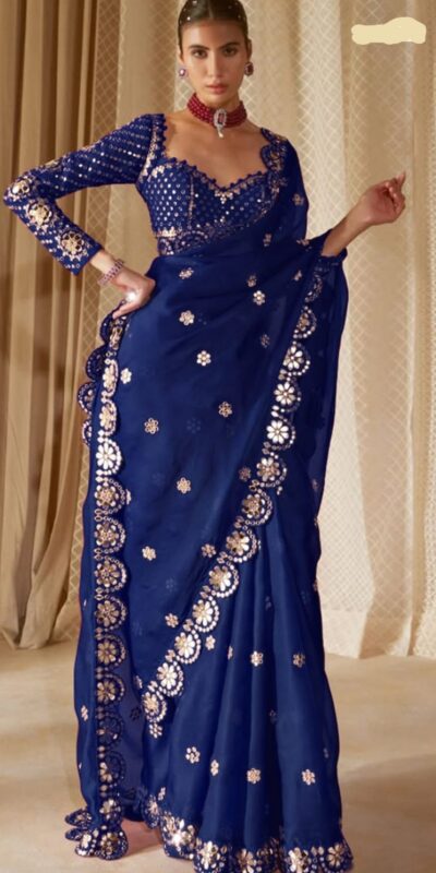 DF 3457 Navy Blue Color Georgette Sequence Original Mirror Work Saree Casual, Wedding, Festive, Events . Expected Delivery  4-6 Working Days @2099/- only                                                                                | Sarees, Bollywood Sarees, Creative Sarees, Designer Sarees, Embroidered Sarees, Ethnic Saree, Modern Digital sarees, Party Wear Sarees