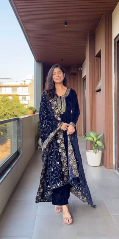 LG 2023 Navy Blue Velvet Salwar Suit with Embroidery Work. Wedding, Party, Festive, Events Get it for ₹2029. Delivery 4-6 Working Days. Shop now. | Jump Suits, Tops & Bottoms, Track Suits, Trendy Wear, Salwar suit, Designer Suits, Casual Suits, Creative suits, Palazzo Suits, Party Wear Suits, Patiala Suits, Straight Suits