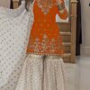 VLM 264 Orange in Fox Georgette Embroidery Work & Lace Work Salwar Suit . Best Price ₹2399. Delivery 4-6 Working Days. Shop now. | Jump Suits, Tops & Bottoms, Track Suits, Trendy Wear, Salwar suit, Designer Suits, Casual Suits, Creative suits, Palazzo Suits, Party Wear Suits, Patiala Suits, Straight Suits