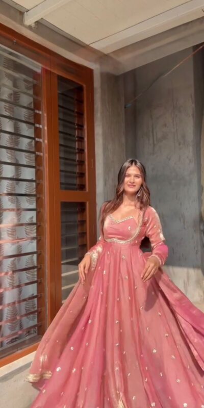 RTC 5937 Peach Fendy silk Gown with Lace Work. Wedding, Party, Festive, Events Get it for ₹2149. Delivery 4-6 Working Days. Shop now. | Gowns, Bollywood Gowns, Creative Gowns, Designer Gowns, Embroidered Gowns, Party Wear Gowns