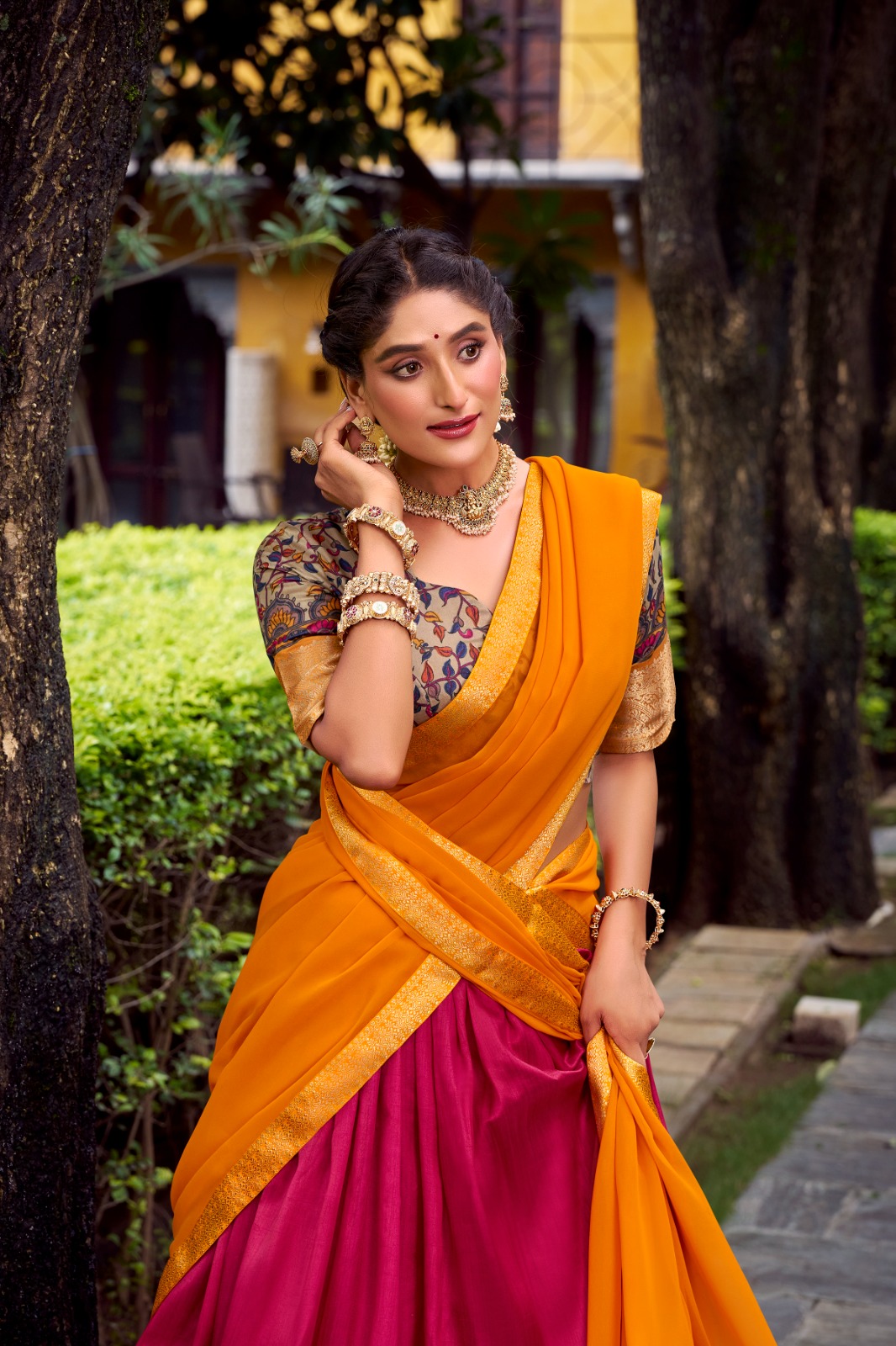 Pink Aastha Silk Lace Zari Work Lehenga Choli - Image 4