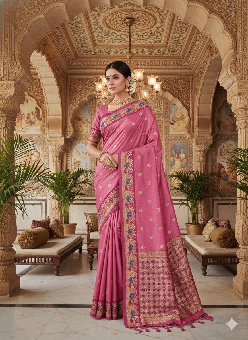 MS 545 Pink Banarasi Silk Saree with Zari Work. Wedding, Party, Festive, Events, Now at just ₹1649. Delivery 4-6 Working Days. Shop now. | Sarees, Bollywood Sarees, Creative Sarees, Designer Sarees, Embroidered Sarees, Ethnic Saree, Modern Digital sarees, Party Wear Sarees