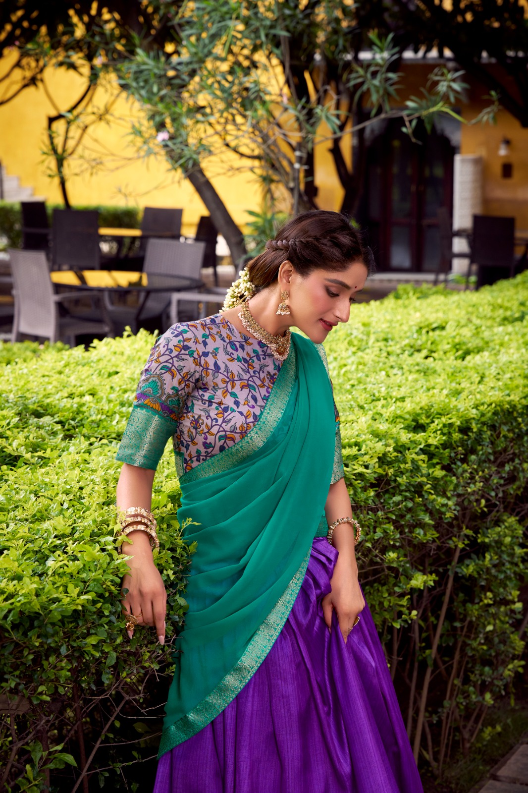 Purple Aastha Silk Lace Zari Work Lehenga Choli - Image 4