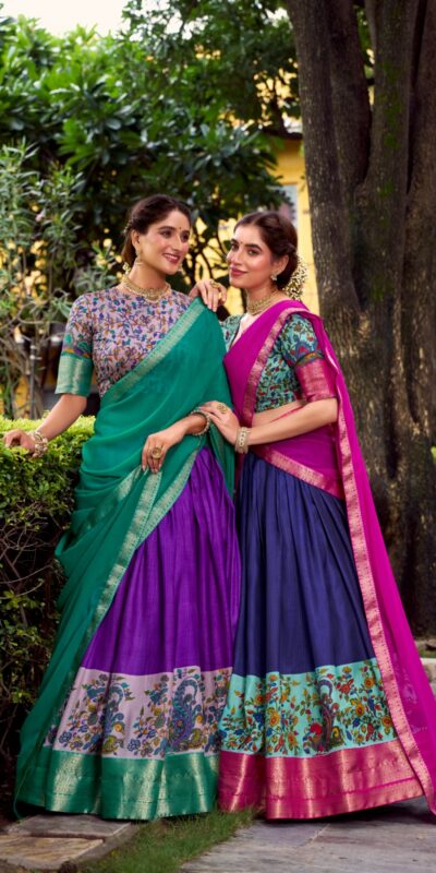 Purple Aastha Silk Lace Zari Work Lehenga Choli