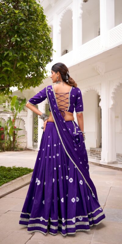 LNB 1663 Purple Color Pure Chander Bandhej Print With Lace Touch Up Lehenga Choli Wedding, Party, Festive, Events Etc. Delivery 4-6 Working Days Rs 1899 | Lehenga, Bollywood Lehenga, Creative Lehenga, Designer Lehenga, Embroidered Lehenga, Party Wear Lehenga