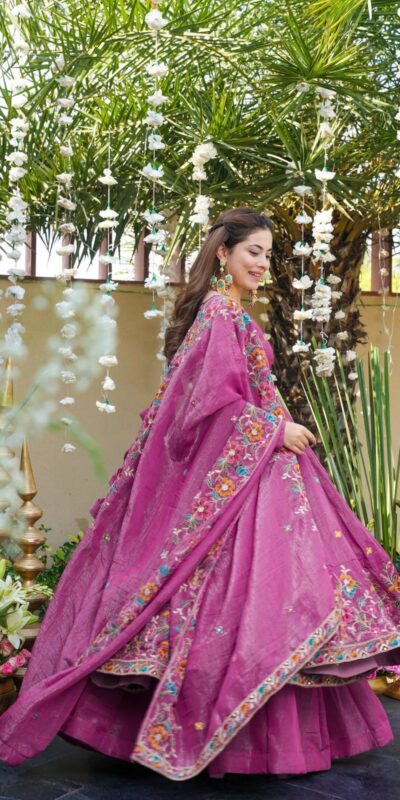 NSR 880 Purple Crunchy Silk Gown with Embroidery Work. Wedding, Party, Festive, Events Grab it for ₹2249. Delivery 4-6 Working Days. Shop now. | Gowns, Bollywood Gowns, Creative Gowns, Designer Gowns, Embroidered Gowns, Party Wear Gowns