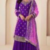 Purple Viscose Chinon With Zari Work Salwar Suit