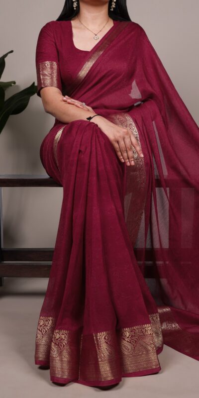 Rani Pink Mass Mello Zari Work Saree