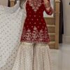 VLM 264 Red in Fox Georgette Embroidery Work & Lace Work Salwar Suit . Best Price ₹2399. Delivery 4-6 Working Days. Shop now. | Jump Suits, Tops & Bottoms, Track Suits, Trendy Wear, Salwar suit, Designer Suits, Casual Suits, Creative suits, Palazzo Suits, Party Wear Suits, Patiala Suits, Straight Suits