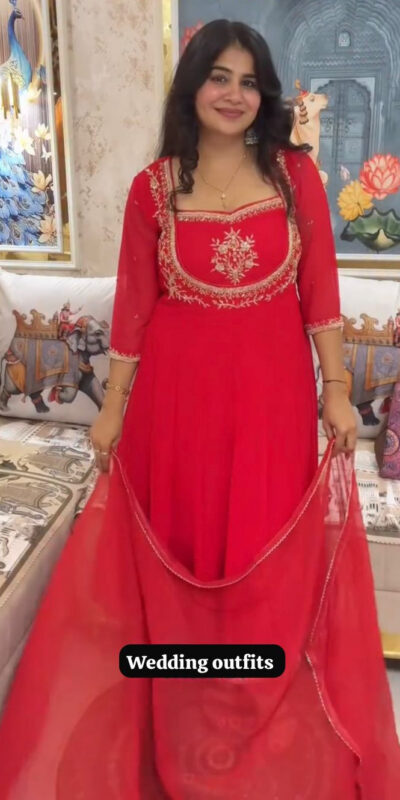 LG 2022 Red Georgette Salwar Suit with Lace Work & Embroidery Work. Exclusive Offer ₹1899. Delivery 4-6 Working Days. Shop now. | Jump Suits, Tops & Bottoms, Track Suits, Trendy Wear, Salwar suit, Designer Suits, Casual Suits, Creative suits, Palazzo Suits, Party Wear Suits, Patiala Suits, Straight Suits