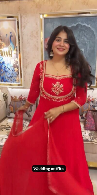 LG 2022 Red Georgette Salwar Suit with Lace Work & Embroidery Work. Exclusive Offer ₹1899. Delivery 4-6 Working Days. Shop now. | Jump Suits, Tops & Bottoms, Track Suits, Trendy Wear, Salwar suit, Designer Suits, Casual Suits, Creative suits, Palazzo Suits, Party Wear Suits, Patiala Suits, Straight Suits