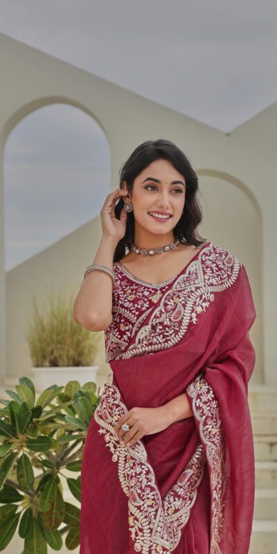 Ram 010 Red Color Silver Crunchy Saree With Embroidery Work Special Wedding, Party, Festive, Events Price ₹2149. Delivery 4-6 Working Days. Shop now. | Sarees, Bollywood Sarees, Creative Sarees, Designer Sarees, Embroidered Sarees, Ethnic Saree, Modern Digital sarees, Party Wear Sarees