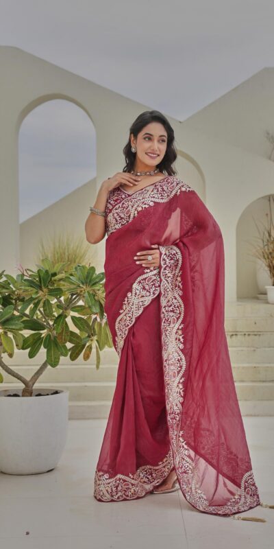 Ram 010 Red Color Silver Crunchy Saree With Embroidery Work Special Wedding, Party, Festive, Events Price ₹2149. Delivery 4-6 Working Days. Shop now. | Sarees, Bollywood Sarees, Creative Sarees, Designer Sarees, Embroidered Sarees, Ethnic Saree, Modern Digital sarees, Party Wear Sarees