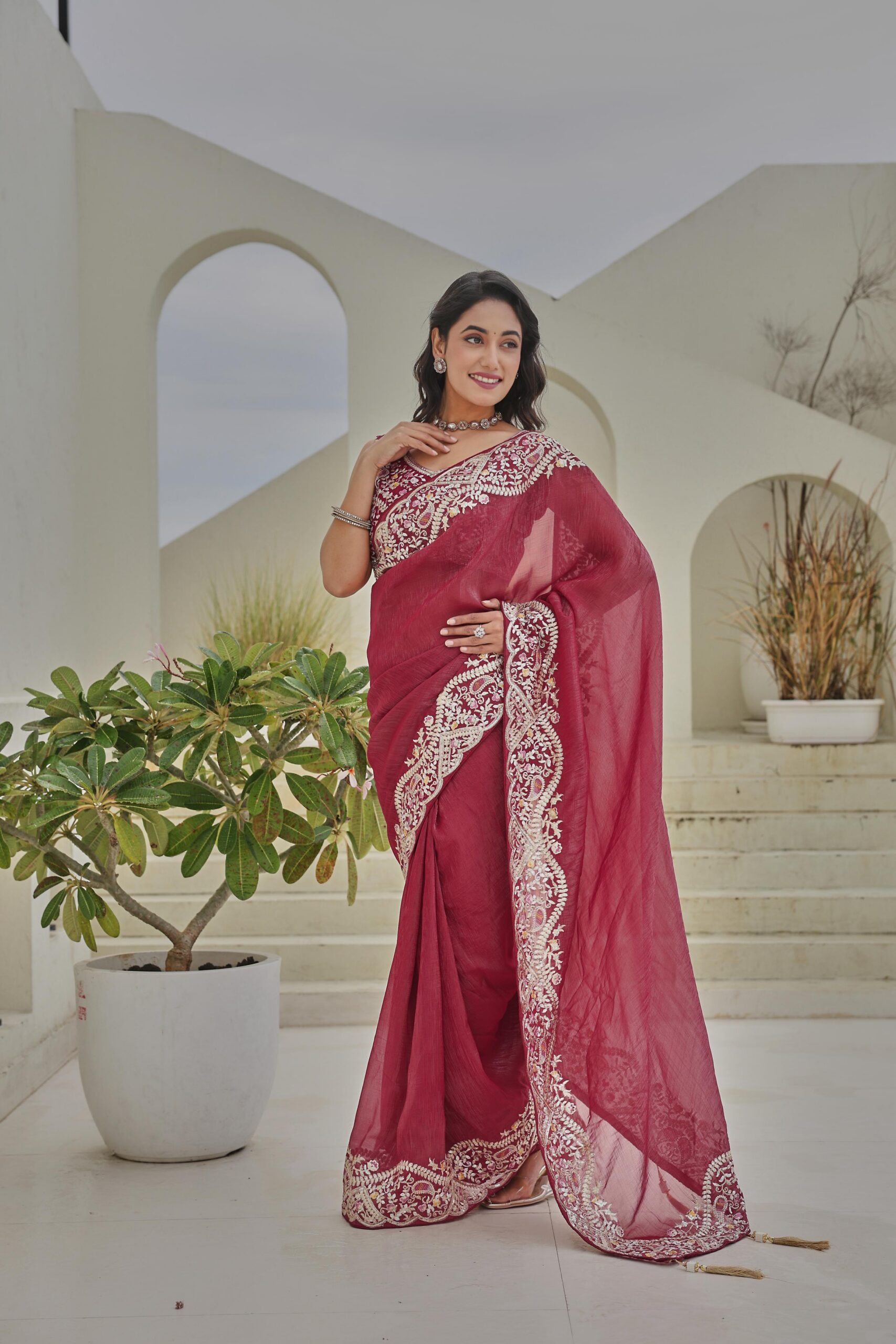 Ram 010 Red Color Silver Crunchy Saree With Embroidery Work Special Wedding, Party, Festive, Events Price ₹2149. Delivery 4-6 Working Days. Shop now. | Sarees, Bollywood Sarees, Creative Sarees, Designer Sarees, Embroidered Sarees, Ethnic Saree, Modern Digital sarees, Party Wear Sarees