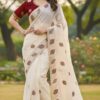 SC 1005 White in Soft fandy Silk Embroidery Work & Lace Work Saree . Available at ₹2499 only. Delivery 4-6 Working Days. Shop now. | Sarees, Bollywood Sarees, Creative Sarees, Designer Sarees, Embroidered Sarees, Ethnic Saree, Modern Digital sarees, Party Wear Sarees