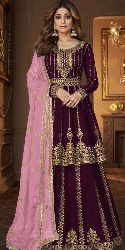 DS A 9125 Wine Faux Georgette Salwar Suit with Embroidery Work. Special Price ₹2599. Delivery 4-6 Working Days. Shop now. | Jump Suits, Tops & Bottoms, Track Suits, Trendy Wear, Salwar suit, Designer Suits, Casual Suits, Creative suits, Palazzo Suits, Party Wear Suits, Patiala Suits, Straight Suits