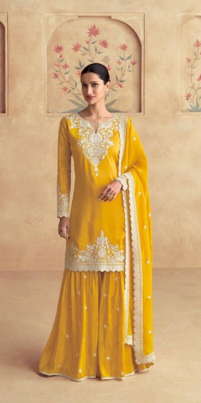 DS 3101 Yellow Chinon Salwar Suit Perfect for Wedding, Party, Durga Puja, Pooja, Holi – . Festive Deal ₹2049. Delivery 4-6 Working Days. Shop now. | Jump Suits, Tops & Bottoms, Track Suits, Trendy Wear, Salwar suit, Designer Suits, Casual Suits, Creative suits, Palazzo Suits, Party Wear Suits, Patiala Suits, Straight Suits