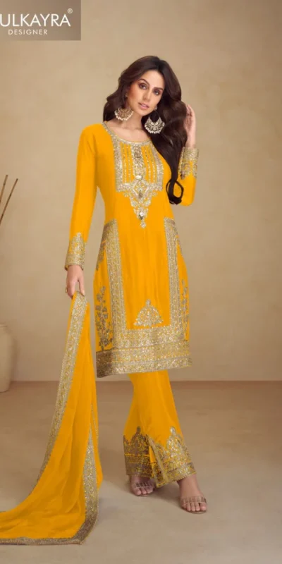 FC GULKAYRA 7473 Yellow Chinon Salwar Suit Perfect for Wedding, Party, Durga Puja, Eid, Sangeet – . Grab it for ₹3199. Delivery 4-6 Working Days. | Jump Suits, Tops & Bottoms, Track Suits, Trendy Wear, Salwar suit, Designer Suits, Casual Suits, Creative suits, Palazzo Suits, Party Wear Suits, Patiala Suits, Straight Suits