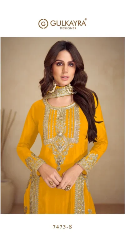 FC GULKAYRA 7473 Yellow Chinon Salwar Suit Perfect for Wedding, Party, Durga Puja, Eid, Sangeet – . Grab it for ₹3199. Delivery 4-6 Working Days. | Jump Suits, Tops & Bottoms, Track Suits, Trendy Wear, Salwar suit, Designer Suits, Casual Suits, Creative suits, Palazzo Suits, Party Wear Suits, Patiala Suits, Straight Suits