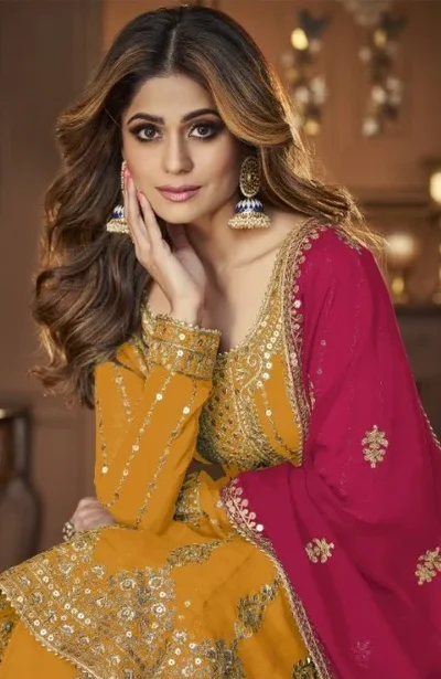DS A 9125 Yellow Faux Georgette Salwar Suit with Embroidery Work. Special Price ₹2599. Delivery 4-6 Working Days. Shop now. | Jump Suits, Tops & Bottoms, Track Suits, Trendy Wear, Salwar suit, Designer Suits, Casual Suits, Creative suits, Palazzo Suits, Party Wear Suits, Patiala Suits, Straight Suits