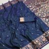 Navy Blue Banarasi Silk Zari Weaving Lace Work Saree