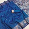 Blue Banarasi Silk Zari Weaving Lace Work Saree